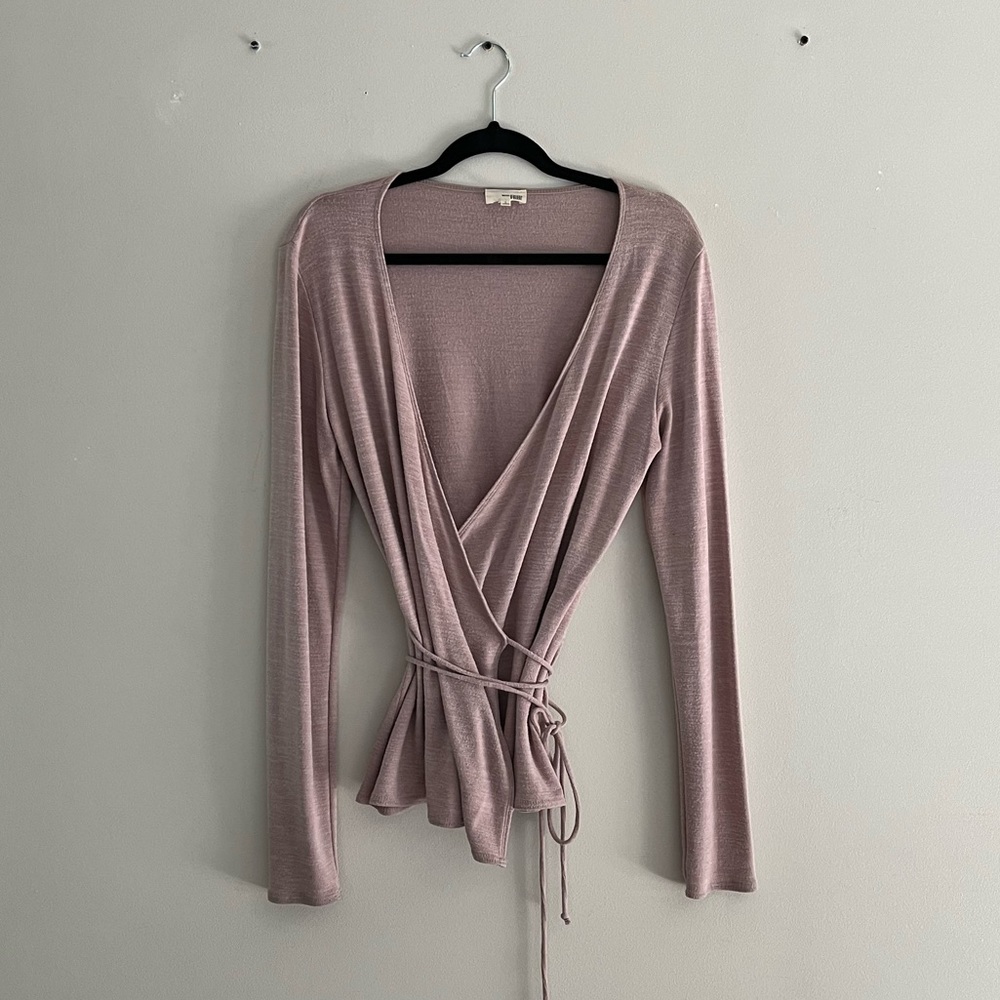 Aritzia Wilfred Free Pink Wrap Top